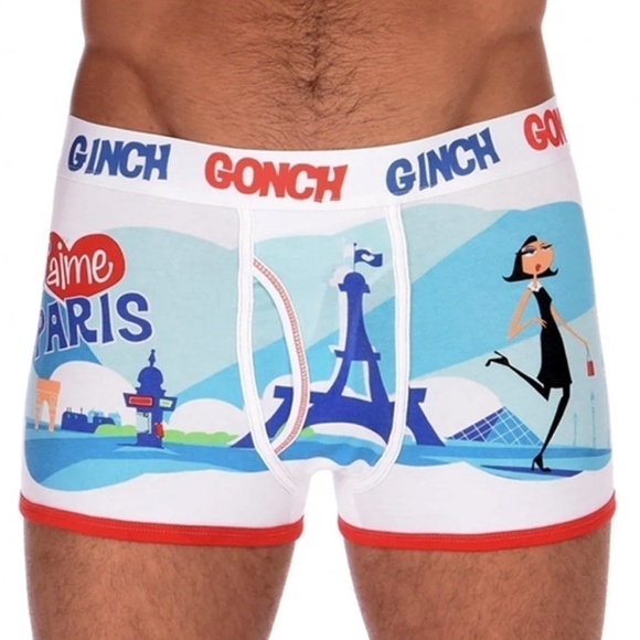 GINCH Gonch Briefs I Love Paris Statement Graphic Underwear Trunk Tightie NIP - Picture 2 of 9